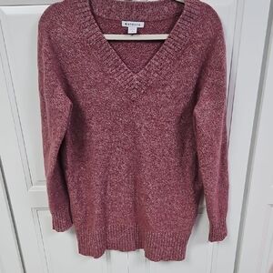 Wool/Cashmere Blend Athleta V-Neck Tunic Sweater - Heathered rose